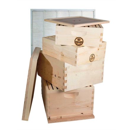 Goodland Bee Supply GL4STACK Double Deep Brood Box and Double Super Box 4 Tier Beginners Beehive Kit With Beehive Frames and Foundations