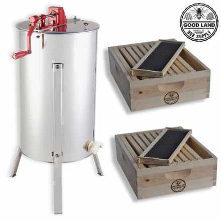 Goodland Bee Supply GL-E2-2SK 2 Bee Hive Frame Honey Extractor with 2 Complete Super Beehives