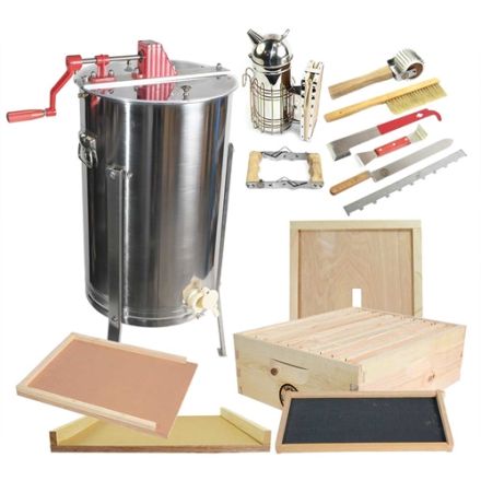 Goodland Bee Supply GLBSEBROODCTS1 2 Frame Honey Extractor with Honey Bee Brood Box & Bee Hive Tool Kit