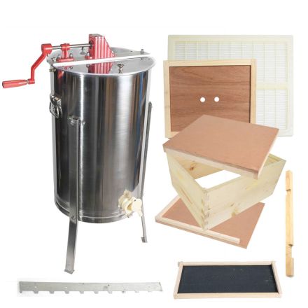 Goodland Bee Supply GLE1STACK Single Beehive Brood Box & Two Frame Manual Honey Extractor Kit